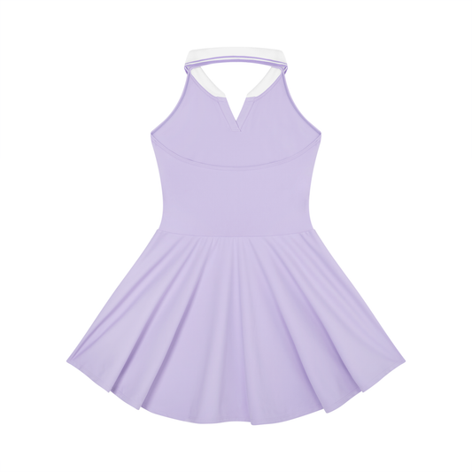 Purple Women's Collared Halter A-Line Tennis Dress