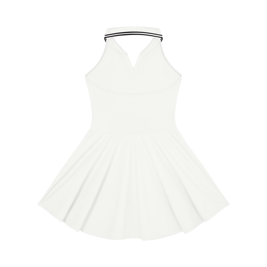 White Collared Halter A-Line Tennis Dress