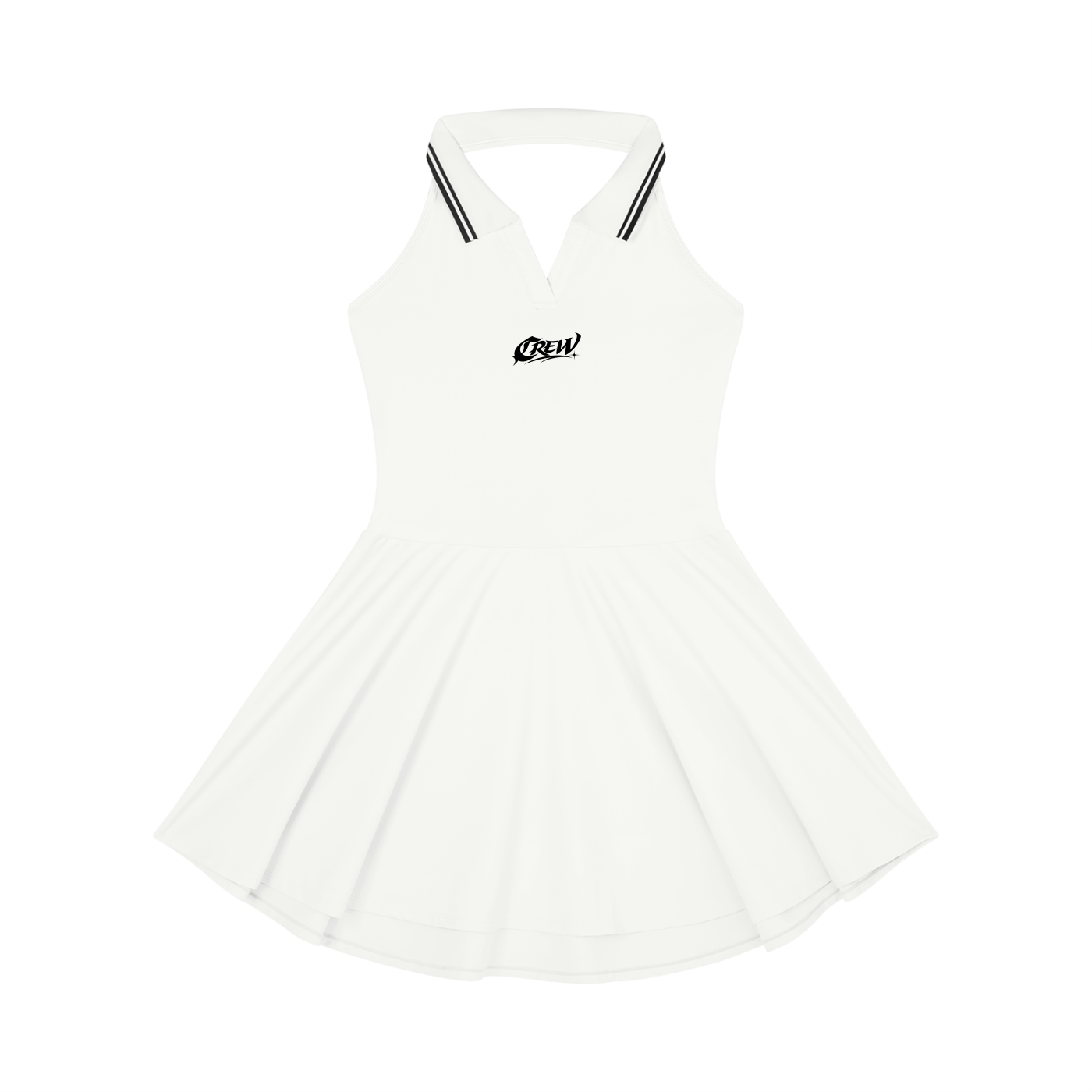 White Collared Halter A-Line Tennis Dress
