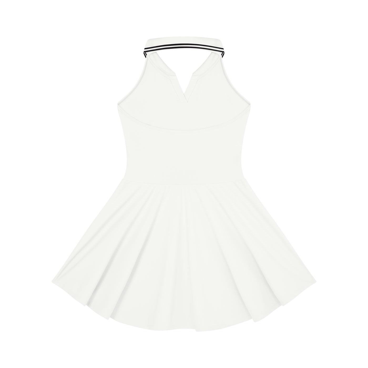 White Collared Halter A-Line Tennis Dress