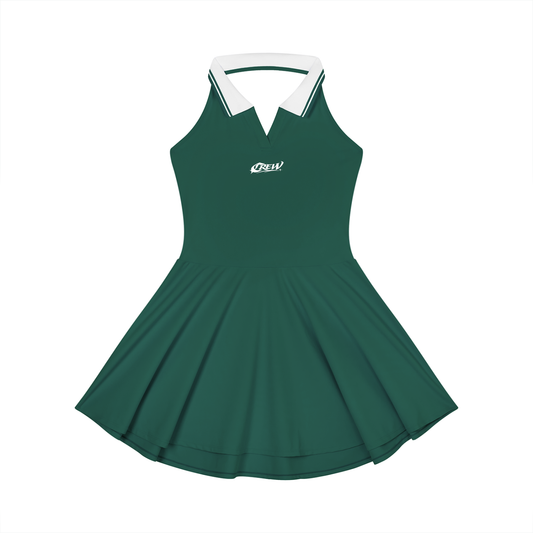 Green Collared Halter A-Line Tennis Dress