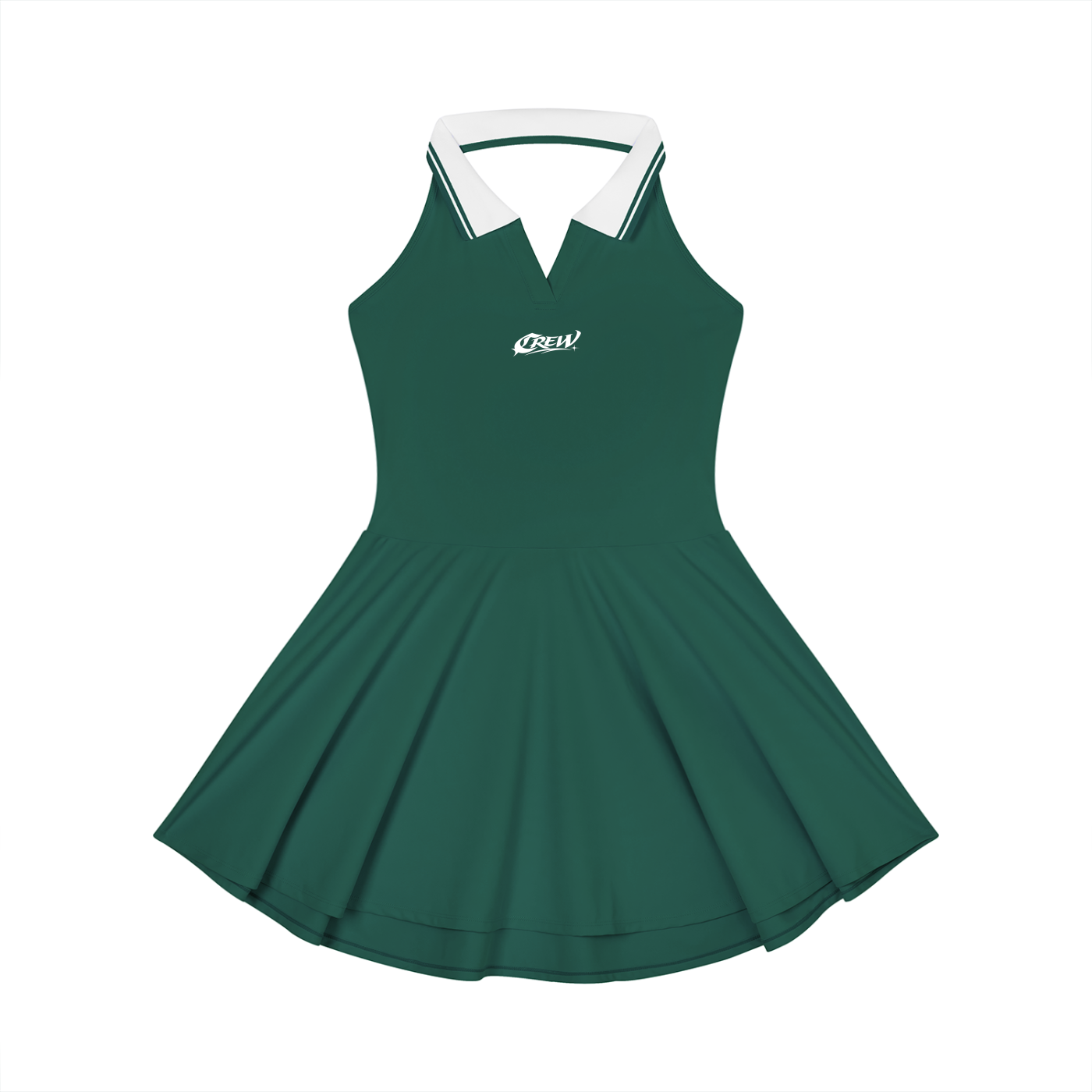 Women's Collared Halter A-Line Tennis Dress (Green)